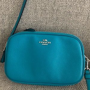 Coach Blue Crossbody Clutch in Pebble Leather